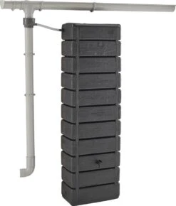 Regenton Muurtank, Grandval 300L, Antraciet Kunststof, Imitatiehout, Met Gootaansluitset Inbegrepen -Tuinhuis Shop 1023x1200