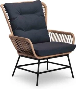 BUITEN Living Dex Wicker Loungestoel Tuin Incl. Wicker Voetenbank | Wicker + Aluminium | Bamboe Antraciet -Tuinhuis Shop 1025x1200