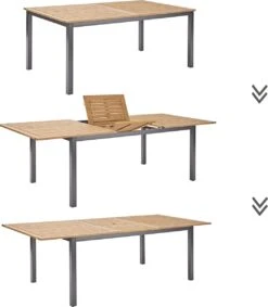 NATERIAL - Uitschuifbare Tuintafel ORIS - Uitschuifbare Tafel Voor 6 Tot 8 Personen - 180-240x100 Cm - Aluminium - Hout Eucalyptus -Tuinhuis Shop 1049x1200