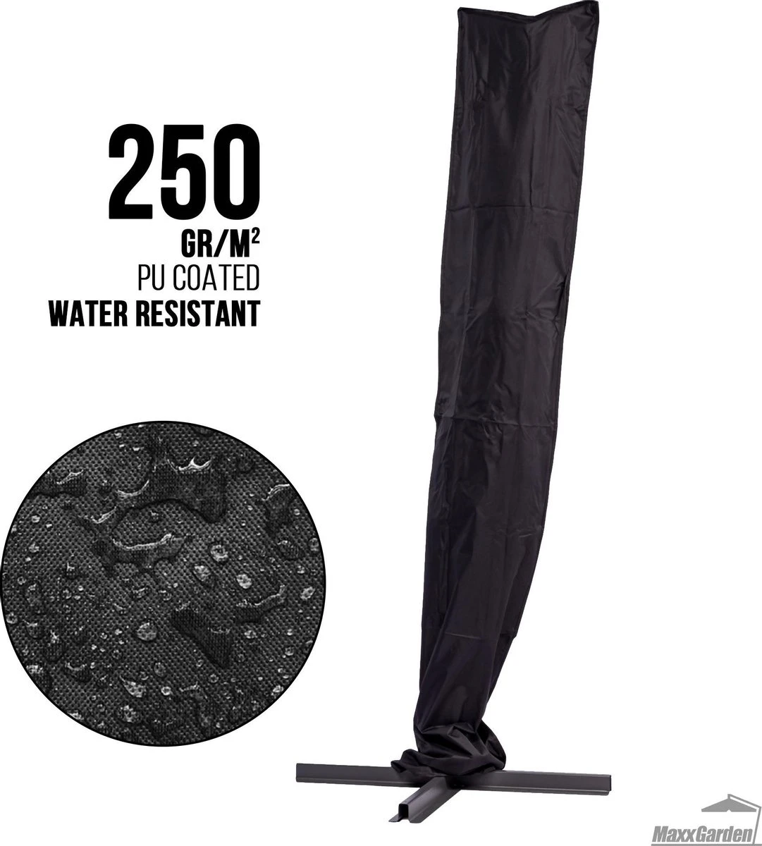 MaxxGarden Parasolhoes - Afdekhoes Voor Zweefparasol - Beschermhoes - 200-400 Cm - Met Rits En Trekkoord - Zwart 5 MaxxGarden Parasolhoes - Afdekhoes Voor Zweefparasol - Beschermhoes - 200-400 Cm - Met Rits En Trekkoord - Zwart - Afbeelding 5