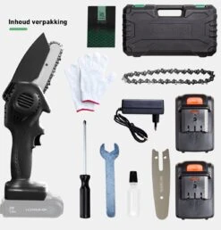 Mardin Mini Kettingzaag - Snoeizaag - Kettingzaag - Kettingzaag Electrisch Met 2 Accu - Inclusief Koffer - 1 Extra Accu - Zwart -Tuinhuis Shop 1151x1200