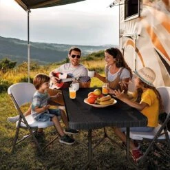 Lenx Klaptafel - Inklapbare Tafel - Opvouwbare Tuintafel - Vouwtafel - Inclusief Handvat En 2 Tafelkleden - 180x75x74cm - 6 Tot 8 Personen -Tuinhuis Shop 1199x1200