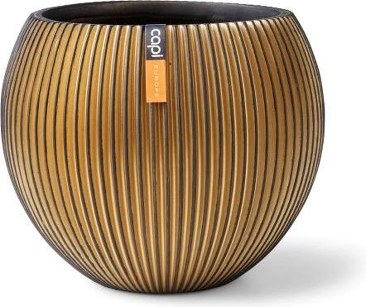 Capi Europe - Vaas Bol Groove XL - 39x33 - Goud - Bloempot Voor Binnen - Opening ⌀24 - GVGB270 5 Capi Europe - Vaas Bol Groove XL - 39x33 - Goud - Bloempot Voor Binnen - Opening ⌀24 - GVGB270 - Afbeelding 5