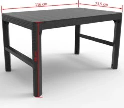 Allibert Lyon Tuintafel - 116x71,5x66/40 Cm - Grafiet -Tuinhuis Shop 1200x1050