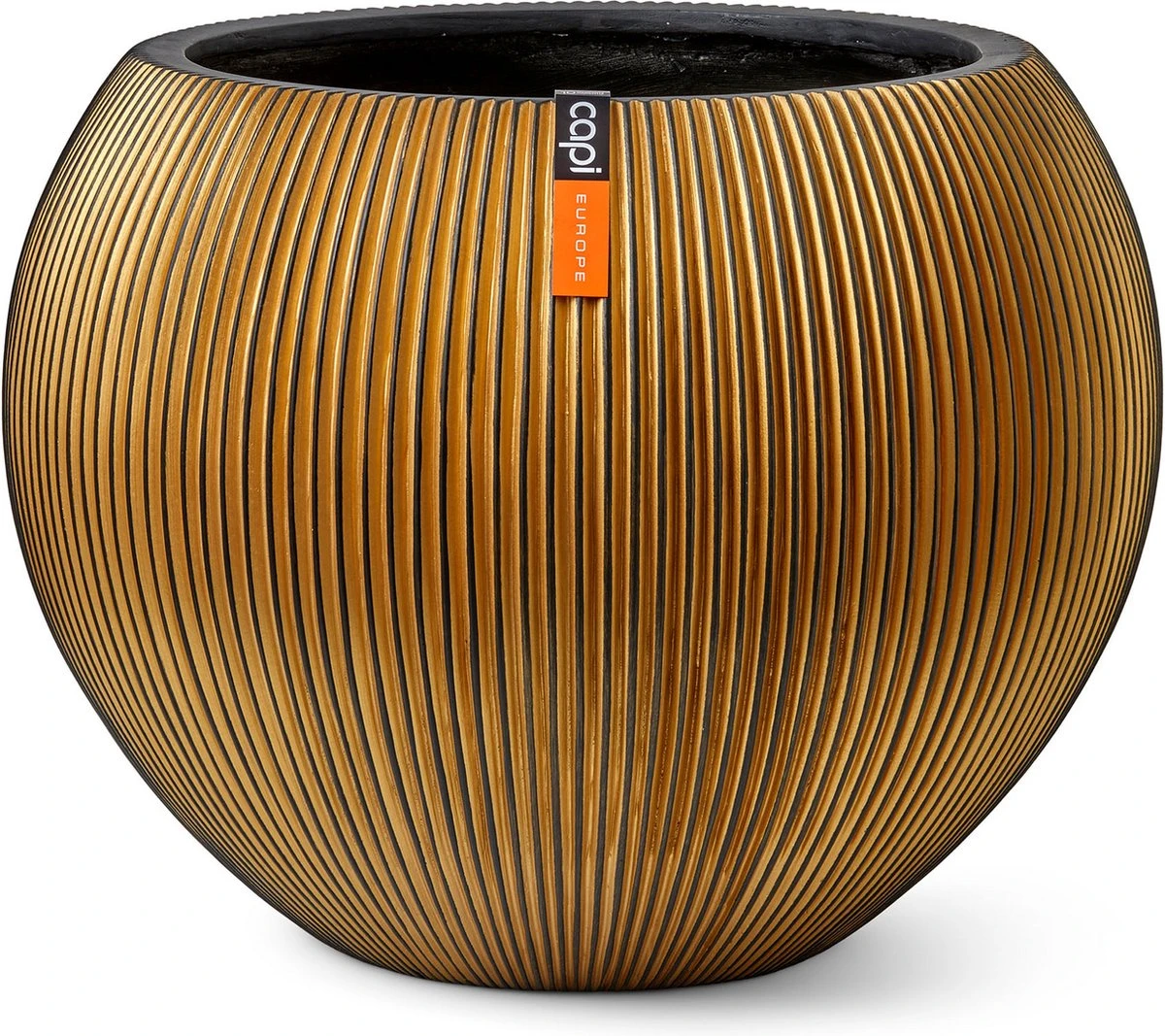 Capi Europe - Vaas Bol Groove XL - 39x33 - Goud - Bloempot Voor Binnen - Opening ⌀24 - GVGB270 1 Capi Europe - Vaas Bol Groove XL - 39x33 - Goud - Bloempot Voor Binnen - Opening ⌀24 - GVGB270