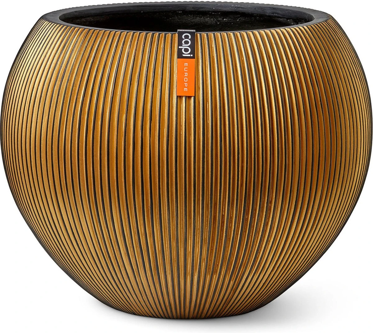 Capi Europe - Vaas Bol Groove XL - 63x51 - Goud - Bloempot Voor Binnen - Opening ⌀42 - GVGB271 1 Capi Europe - Vaas Bol Groove XL - 63x51 - Goud - Bloempot Voor Binnen - Opening ⌀42 - GVGB271