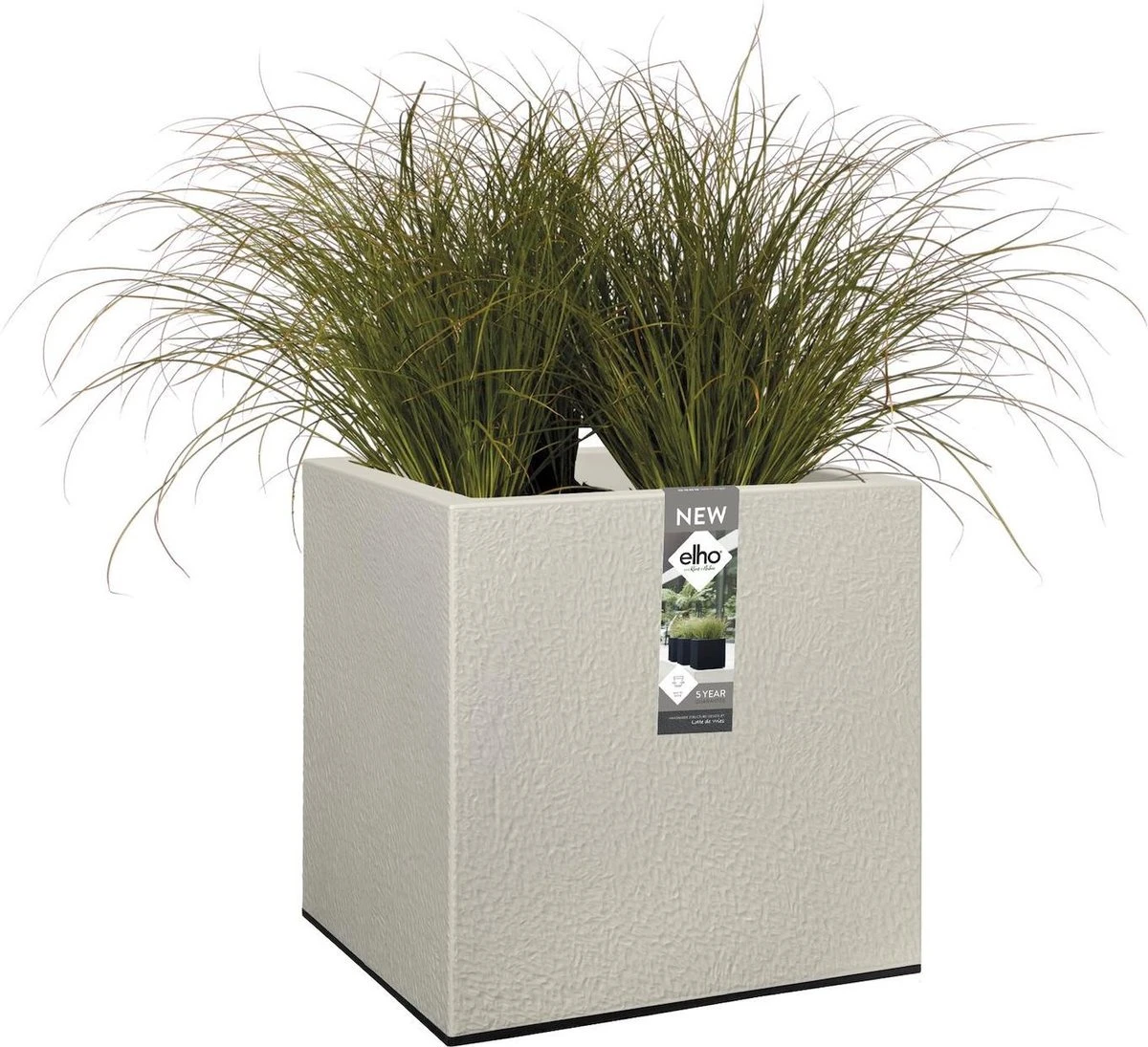 Elho Vivo Structure Finish Vierkant 40 - Plantenbak Voor Binnen & Buiten - Ø 39 X H 41 - Grijs/Warm Grijs 8 Elho Vivo Structure Finish Vierkant 40 - Plantenbak Voor Binnen & Buiten - Ø 39 X H 41 - Grijs/Warm Grijs - Afbeelding 8