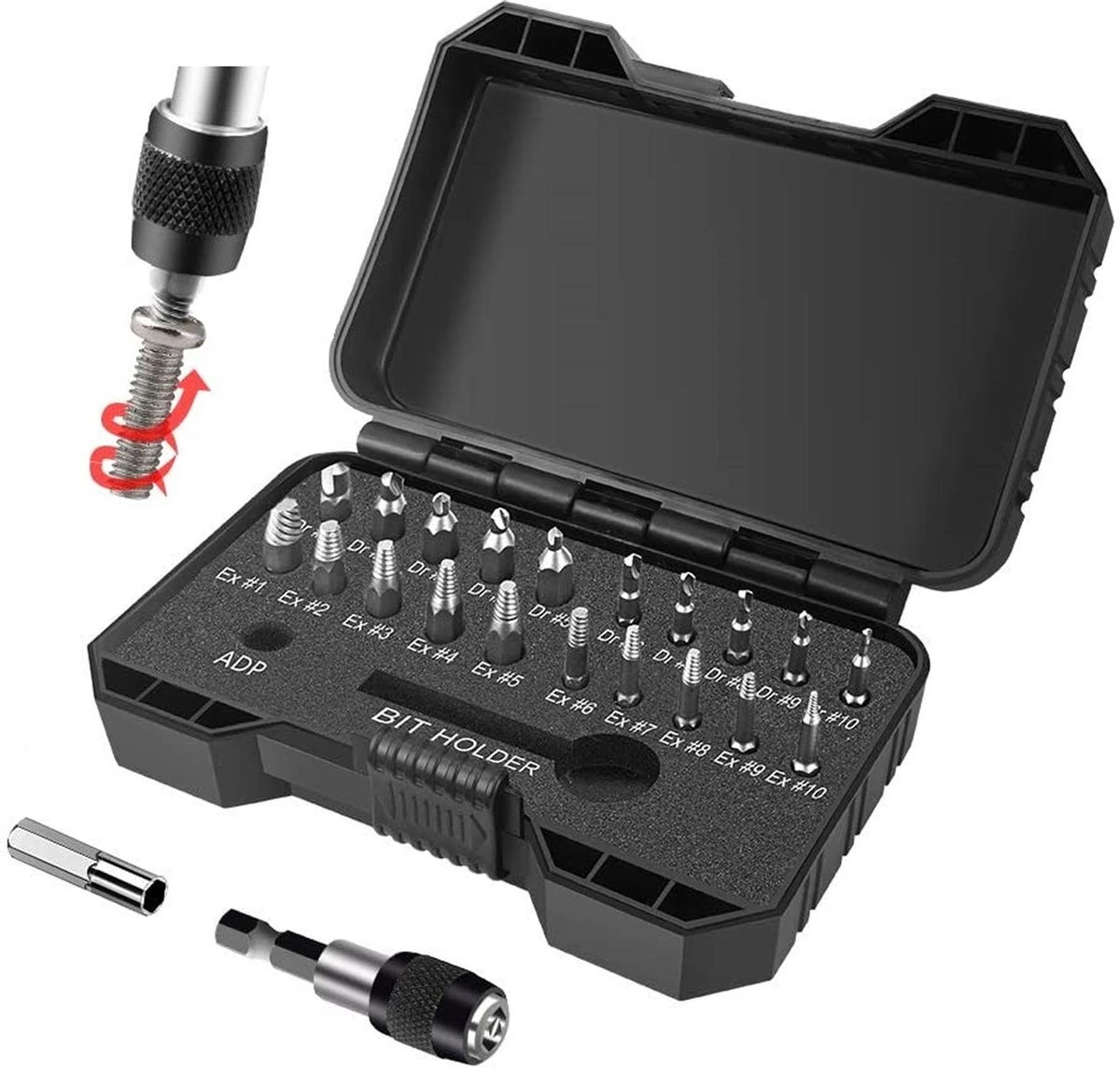 Novalits - Professionele Bit- & Borensets - Schroefverwijderset - 22-delig - HSS Materiaal - Schroefverwijderaar - Uitboorset - Borenset - Schroefbitset - Linkse Tap - Bitset - Metaalborenset - Draadtapset - Versleten Schroeven & Bouten Verwijderen 1 Novalits - Professionele Bit- & Borensets - Schroefverwijderset - 22-delig - HSS Materiaal - Schroefverwijderaar - Uitboorset - Borenset - Schroefbitset - Linkse Tap - Bitset - Metaalborenset - Draadtapset - Versleten Schroeven & Bouten Verwijderen