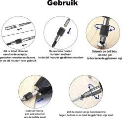 Novalits - Professionele Bit- & Borensets - Schroefverwijderset - 22-delig - HSS Materiaal - Schroefverwijderaar - Uitboorset - Borenset - Schroefbitset - Linkse Tap - Bitset - Metaalborenset - Draadtapset - Versleten Schroeven & Bouten Verwijderen 13 Novalits - Professionele Bit- & Borensets - Schroefverwijderset - 22-delig - HSS Materiaal - Schroefverwijderaar - Uitboorset - Borenset - Schroefbitset - Linkse Tap - Bitset - Metaalborenset - Draadtapset - Versleten Schroeven & Bouten Verwijderen -Tuinhuis Shop 1200x1155