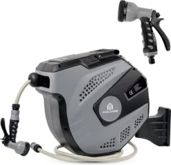 CoolHome Wandslangenbox 15 Meter + 1,5 Meter - Tuinslang Met Haspel- Slangenhouder 180° Draaibaar - Tuinslanghaspel Zwart - Grijs -Tuinhuis Shop 1200x1158 1