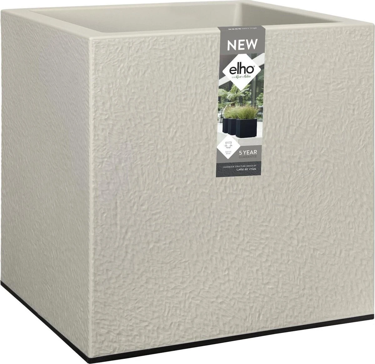 Elho Vivo Structure Finish Vierkant 40 - Plantenbak Voor Binnen & Buiten - Ø 39 X H 41 - Grijs/Warm Grijs 1 Elho Vivo Structure Finish Vierkant 40 - Plantenbak Voor Binnen & Buiten - Ø 39 X H 41 - Grijs/Warm Grijs