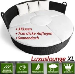 Casaria Polyrattan Zonne-Eiland Ø185cm – Incl. Kussens - Zwart Crème 26 Casaria Polyrattan Zonne-Eiland Ø185cm – Incl. Kussens - Zwart Crème -Tuinhuis Shop 1200x1184