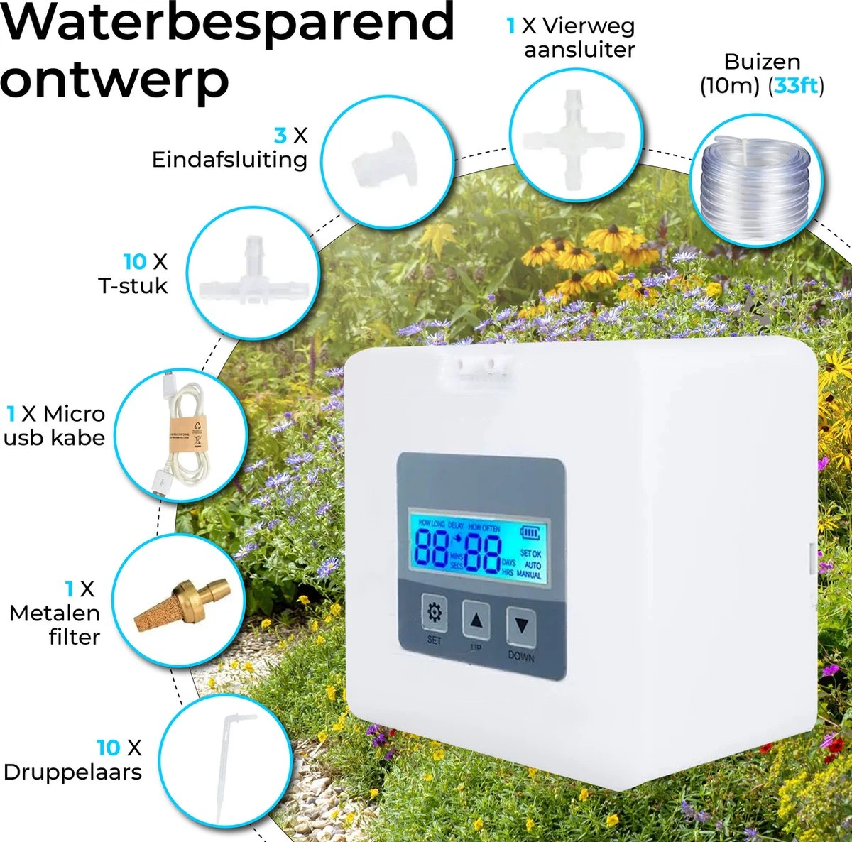 Automatisch Bewateringssysteem Voor Kamerplanten Met Pomp – Waterdruppelaar – Watergeefsysteem– Planten Watergever 4 Automatisch Bewateringssysteem Voor Kamerplanten Met Pomp – Waterdruppelaar – Watergeefsysteem– Planten Watergever - Afbeelding 4