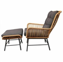 BUITEN Living Dex Wicker Loungestoel Tuin Incl. Wicker Voetenbank | Wicker + Aluminium | Bamboe Antraciet -Tuinhuis Shop 1200x1190
