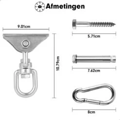 Luxe Ophangsysteem - 180° Schommelen, 360° Roteerbaar - Plafondhaak - Ophanghaak - Hangstoel Buiten - Hangstoel Binnen – Schommelstoel - Schommel - Bokszakken - RVS - Nederlandse Handleiding - -Tuinhuis Shop 1200x1200 10