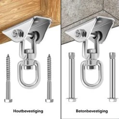 Luxe Ophangsysteem - 180° Schommelen, 360° Roteerbaar - Plafondhaak - Ophanghaak - Hangstoel Buiten - Hangstoel Binnen – Schommelstoel - Schommel - Bokszakken - RVS - Nederlandse Handleiding - -Tuinhuis Shop 1200x1200 11