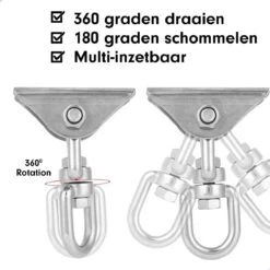Luxe Ophangsysteem - 180° Schommelen, 360° Roteerbaar - Plafondhaak - Ophanghaak - Hangstoel Buiten - Hangstoel Binnen – Schommelstoel - Schommel - Bokszakken - RVS - Nederlandse Handleiding - -Tuinhuis Shop 1200x1200 12