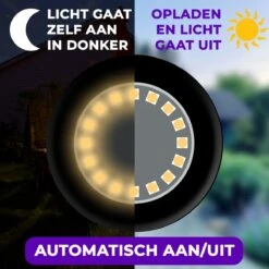 Shutterlight® 16 LED Solar Grondspot - Tuinverlichting - Zonlichtsensor - Zonne-energie - Matte Zwart - Warm Wit Licht - 4 Stuks - Buiten -Tuinhuis Shop 1200x1200 123