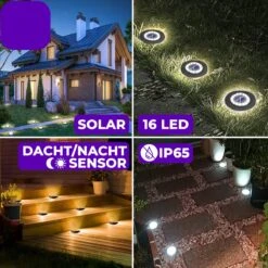 Shutterlight® 16 LED Solar Grondspot - Tuinverlichting - Zonlichtsensor - Zonne-energie - Matte Zwart - Warm Wit Licht - 4 Stuks - Buiten -Tuinhuis Shop 1200x1200 124