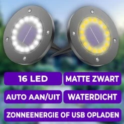Shutterlight® 16 LED Solar Grondspot - Tuinverlichting - Zonlichtsensor - Zonne-energie - Matte Zwart - Warm Wit Licht - 4 Stuks - Buiten -Tuinhuis Shop 1200x1200 127