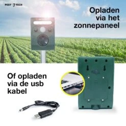 Pest-Tech PT-221 | Ultrasone Kattenverjager Op Zonneenergie | Kattenschrik | Marterverjager | Dierenverjager | Kattenafweermiddel | Ongedierte Verjager - Met USB Oplaadkabel -Tuinhuis Shop 1200x1200 138