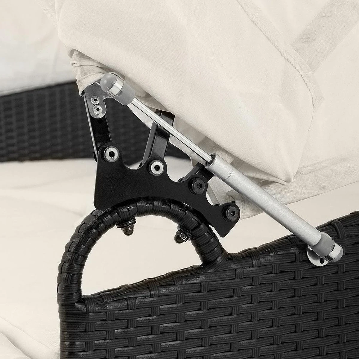 Casaria Polyrattan Zonne-Eiland Ø185cm – Incl. Kussens - Zwart Crème 10 Casaria Polyrattan Zonne-Eiland Ø185cm – Incl. Kussens - Zwart Crème - Afbeelding 10