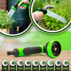 MD-Goods ® Super Sterk Uitrekbare Tuinslang Tot 30 Meter + GRATIS Tas En Koppelstuk - Tuinsproeier - Tuin Besproeien - Waterslang - Sproeikop - Groen - Flexibel Elastisch -Tuinhuis Shop 1200x1200 233