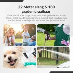 Buxibo - Wandslangenbox 20 Meter + 2 Meter - Tuinslang Met Haspel - 9 Sproei Standen - Slangenhouder 180° Draaibaar - Tuinslanghaspel Zwart+ Gratis Sproeier - Zwart -Tuinhuis Shop 1200x1200 274