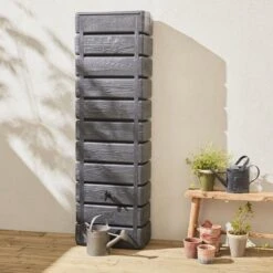 Regenton Muurtank, Grandval 300L, Antraciet Kunststof, Imitatiehout, Met Gootaansluitset Inbegrepen -Tuinhuis Shop 1200x1200 308