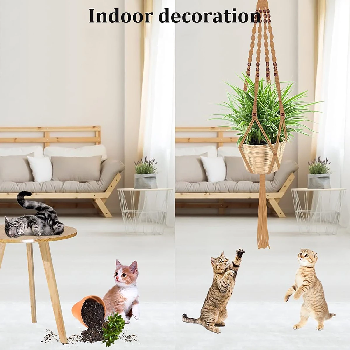 4 Stuks Luxe Jute Plantenhangers - Boho Handgeweven Katoen Hangpot Voor Binnen/Buiten - Hangende Bloempot Met Kralen - Macramé Touw/Koord Hangplant Houder - Bohemian Wandhanger Decoratie - Plant Hanger - Verticale Tuin Bloempothouder Planthanger 7 4 Stuks Luxe Jute Plantenhangers - Boho Handgeweven Katoen Hangpot Voor Binnen/Buiten - Hangende Bloempot Met Kralen - Macramé Touw/Koord Hangplant Houder - Bohemian Wandhanger Decoratie - Plant Hanger - Verticale Tuin Bloempothouder Planthanger - Afbeelding 7