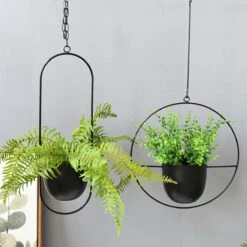Be-Inspired® Hangende Bloempot Ovaal - Bloempot Binnen - Voor Hangplant – Plant Bloem Pot Met Opknoping – Plantenhanger - Plantenbak - Industrieel – Scandinavisch - Metaal - Zwart -Tuinhuis Shop 1200x1200 432