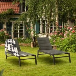 Blumfeldt Renazzo Lounge Ligstoel - Ligbed Voor De Tuin - Aluminium Tuinstoel - 6 Standen - Waterafstotend - Bekleding Van 70 % Pvc En 30 % Polyetheen - Zwart -Tuinhuis Shop 1200x1200 55