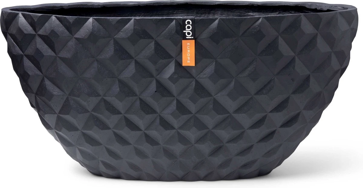 Capi Europe - Bloempot Ovaal Heraldry - 60x35 - Zwart - Bloempot Voor Binnen - BSBI841 1 Capi Europe - Bloempot Ovaal Heraldry - 60x35 - Zwart - Bloempot Voor Binnen - BSBI841