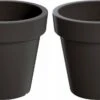 Prosperplast Set Van 2x Stuks Grote Antraciet Bloempotten/plantenpotten 60 Cm - Kunststof - Bloempotten/plantenpotten Voor Binnen En Buiten