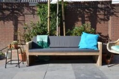 Wood4you - Tuinbank - Ameland - 'Doe Het Zelf' Bouwpakket Steigerhout 152Lx72Hx57D Cm - Incl Kussen -Tuinhuis Shop 1200x794