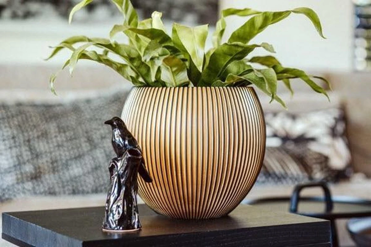 Capi Europe - Vaas Bol Groove XL - 63x51 - Goud - Bloempot Voor Binnen - Opening ⌀42 - GVGB271 3 Capi Europe - Vaas Bol Groove XL - 63x51 - Goud - Bloempot Voor Binnen - Opening ⌀42 - GVGB271 - Afbeelding 3