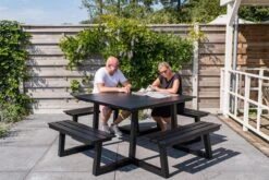 MaximaVida Vierkante Aluminium Picknicktafel Dex 215 Cm Zwart - Lage Instap -Tuinhuis Shop 1200x800 29