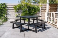MaximaVida Vierkante Aluminium Picknicktafel Dex 215 Cm Zwart - Lage Instap -Tuinhuis Shop 1200x800 30