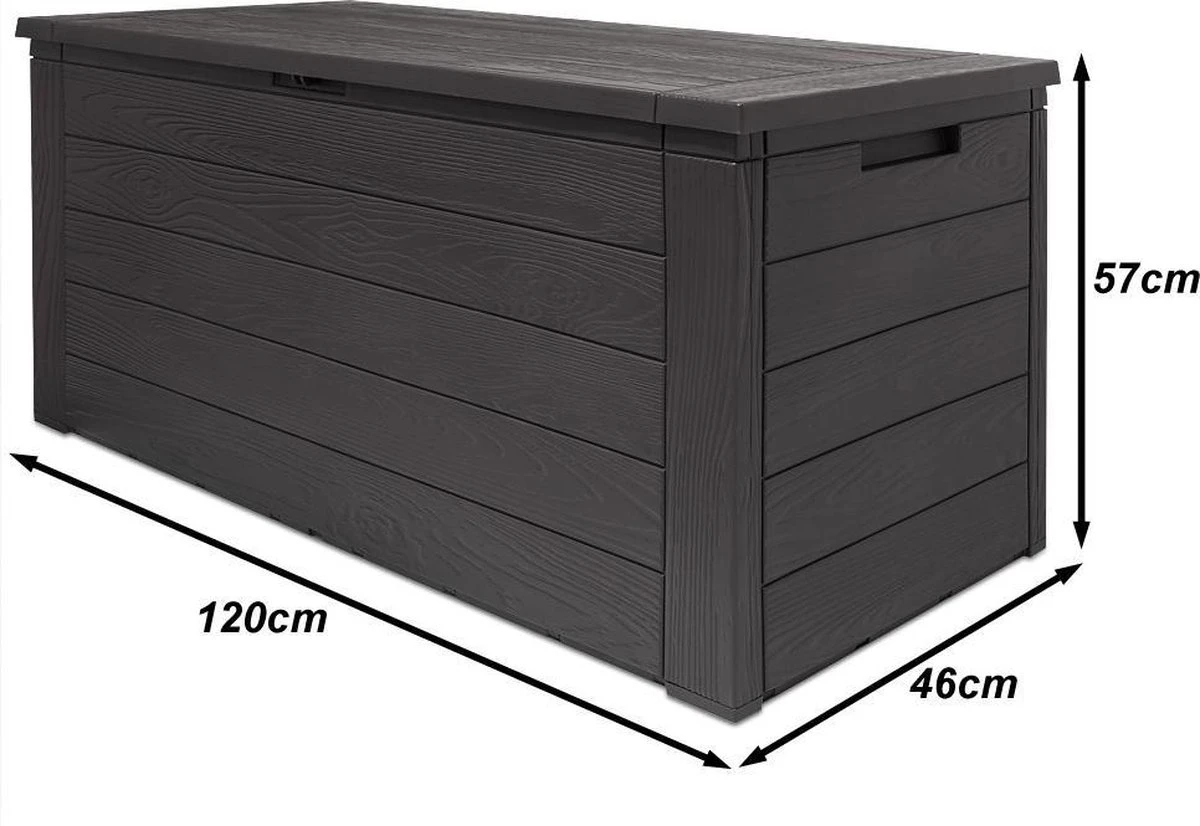 Merkloos Woody Tuin Opbergbox - 324 Liter 45x120x60 Cm - Tuinkussenbox - Antraciet/bruin 4 Merkloos Woody Tuin Opbergbox - 324 Liter 45x120x60 Cm - Tuinkussenbox - Antraciet/bruin - Afbeelding 4