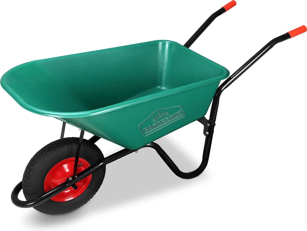 Gardebruk Kruiwagen 100 L - Kunststof Kuip – Tot 150KG Groen 1 Gardebruk Kruiwagen 100 L - Kunststof Kuip – Tot 150KG Groen