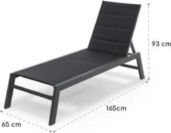 Blumfeldt Renazzo Lounge Ligstoel - Ligbed Voor De Tuin - Aluminium Tuinstoel - 6 Standen - Waterafstotend - Bekleding Van 70 % Pvc En 30 % Polyetheen - Zwart -Tuinhuis Shop 1200x940