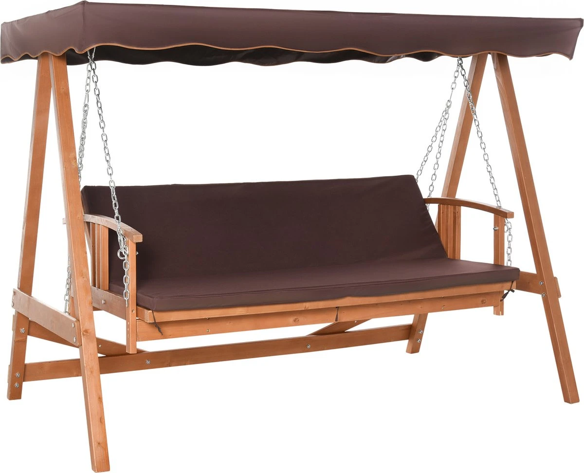 Outsunny Hollywoodschommel Hout Tuinschommel Schommelbank Ligfunctie 3 Personen 84A-185 5 Outsunny Hollywoodschommel Hout Tuinschommel Schommelbank Ligfunctie 3 Personen 84A-185 - Afbeelding 5