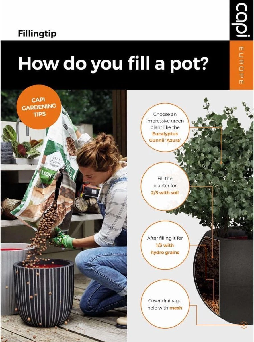 Capi Europe - Bloempot Bol Rib NL - 43x41 - Antraciet - Voor Binnen En Buiten - KOFZ933 11 Capi Europe - Bloempot Bol Rib NL - 43x41 - Antraciet - Voor Binnen En Buiten - KOFZ933 - Afbeelding 11