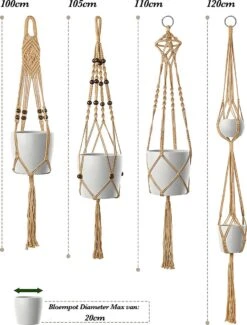 4 Stuks Luxe Jute Plantenhangers - Boho Handgeweven Katoen Hangpot Voor Binnen/Buiten - Hangende Bloempot Met Kralen - Macramé Touw/Koord Hangplant Houder - Bohemian Wandhanger Decoratie - Plant Hanger - Verticale Tuin Bloempothouder Planthanger 15 4 Stuks Luxe Jute Plantenhangers - Boho Handgeweven Katoen Hangpot Voor Binnen/Buiten - Hangende Bloempot Met Kralen - Macramé Touw/Koord Hangplant Houder - Bohemian Wandhanger Decoratie - Plant Hanger - Verticale Tuin Bloempothouder Planthanger -Tuinhuis Shop 913x1200